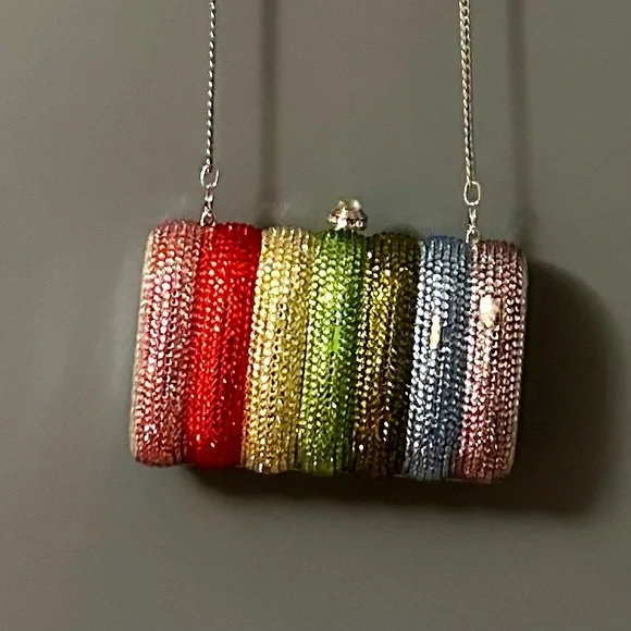 Multicolor Crystal Embellished Clutch - Picture 5 of 6